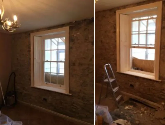 Damp affected wall before treatment